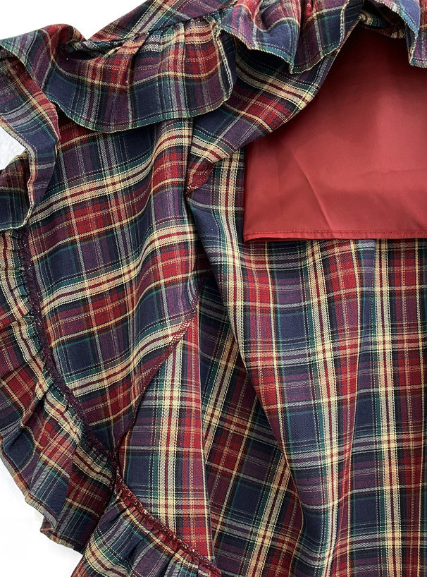 格紋荷葉邊魚尾裙