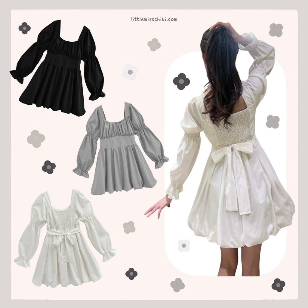 蝴蝶結腰帶氣球短裙