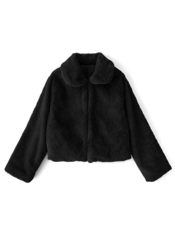 寬鬆有領毛毛外套