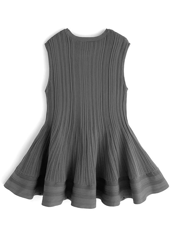 三色入｜喇叭型無袖連身裙