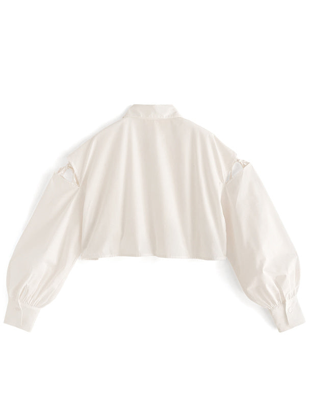 肩部蝴蝶結短襯衫