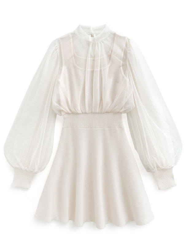 薄紗針織連身裙