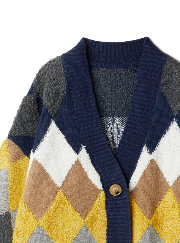 雙色菱格冷外套