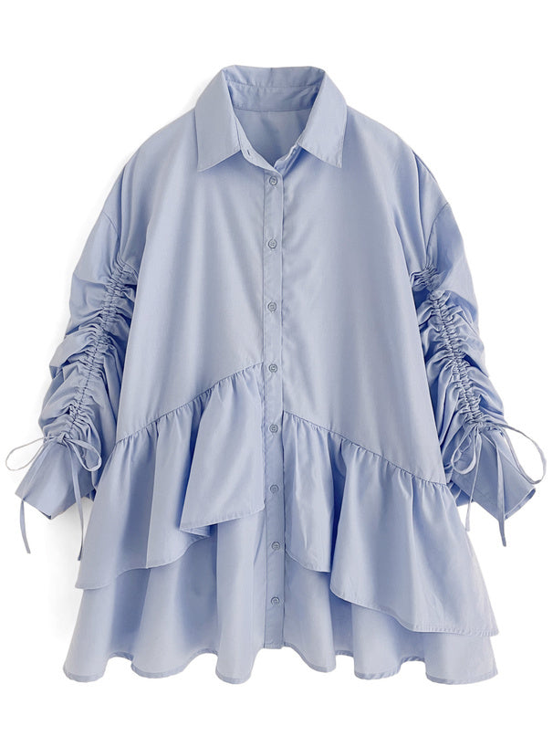 層接式迷你襯衫連衣裙