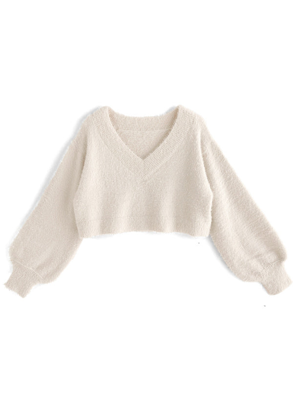 毛茸茸針織上衣 x 吊帶連身裙