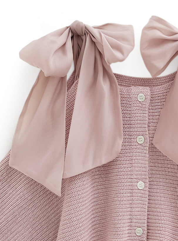 大蝴蝶結吊帶針織衫