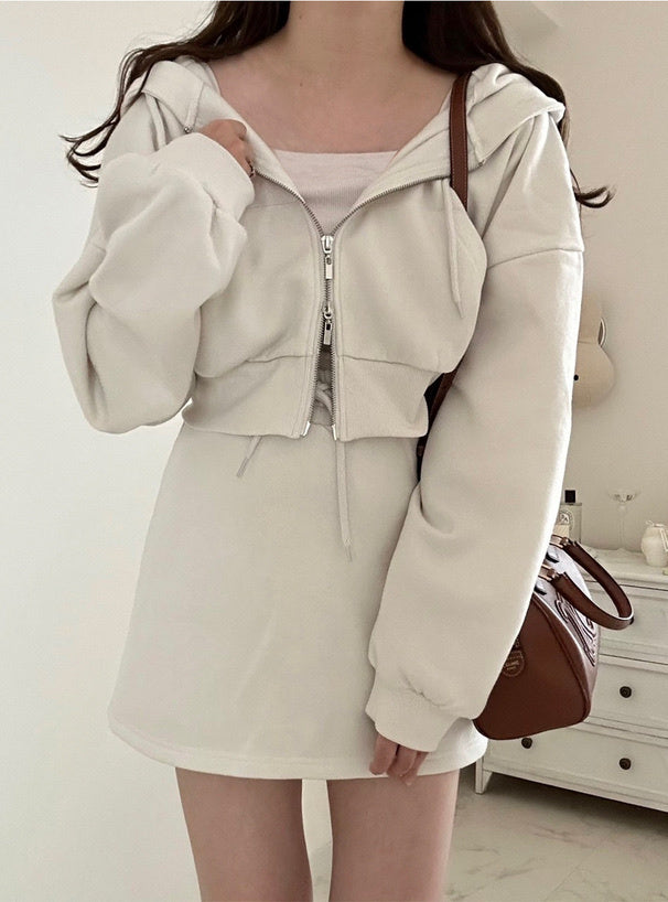 四色入｜連帽衫×迷你裙運動套裝