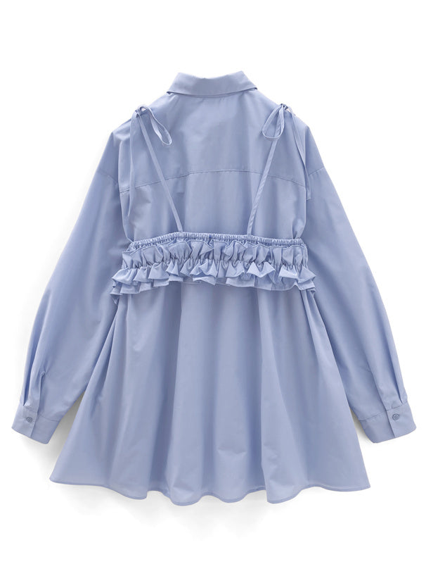 交叉荷葉邊襯衫裙