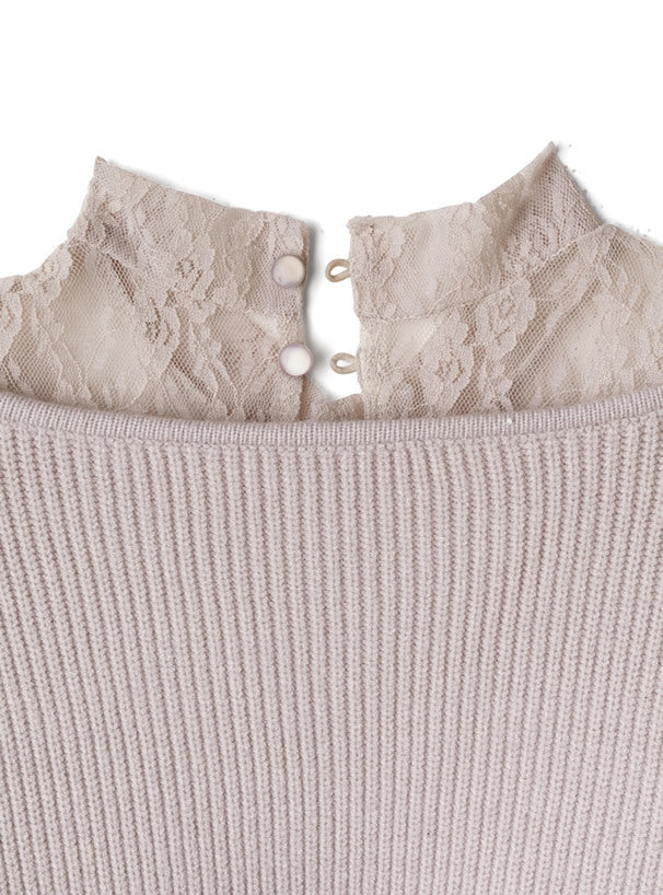 2way蕾絲接合針織上衣