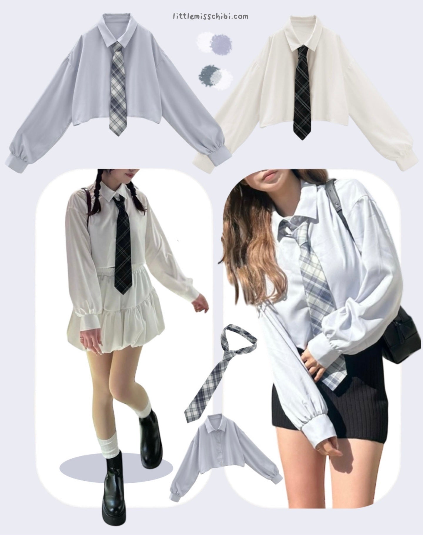 格子領帶短款上衣