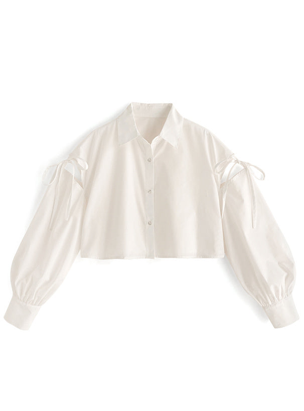 肩部蝴蝶結短襯衫