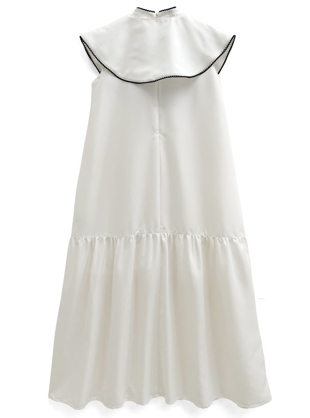 2way配色領背心裙