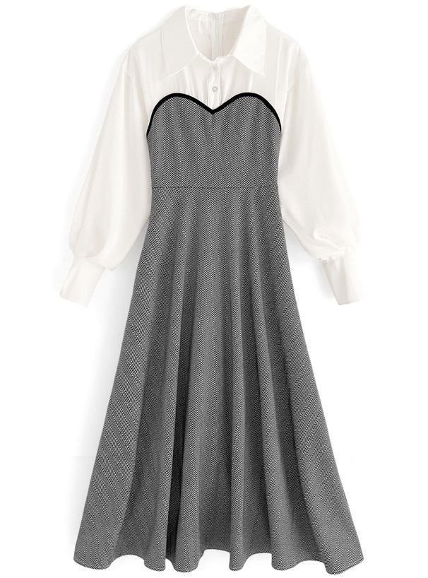 襯衫假兩件連衣裙