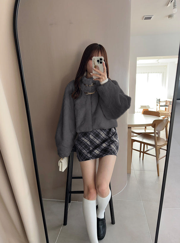 新中式毛毛短外套