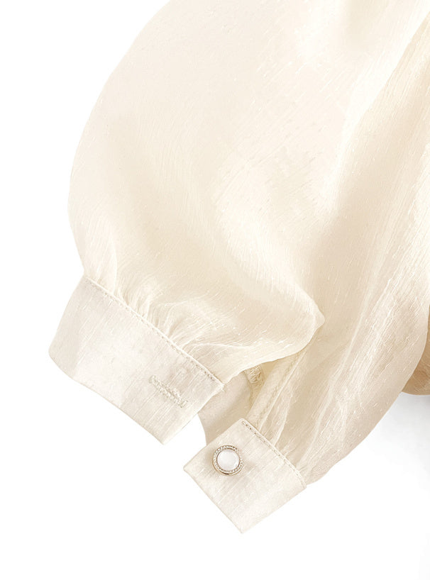 假兩件壓花外搭透明上衣