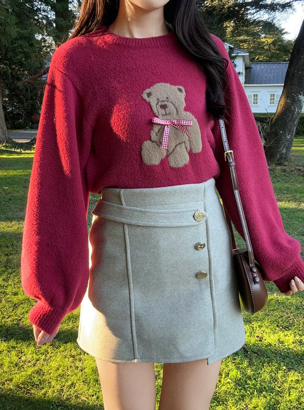 兩色入 | 熊熊絲帶針織上衣