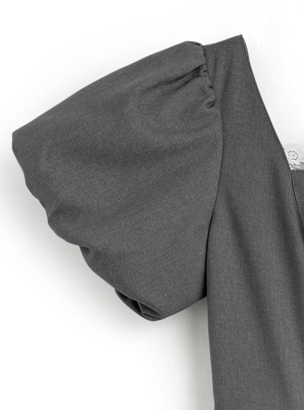 綁帶燈籠袖連身裙