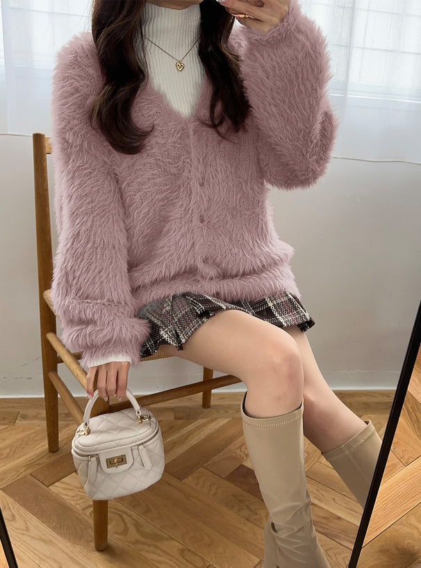 羽毛針織開襟衫