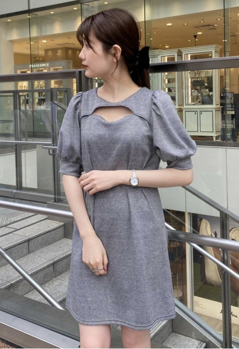 小開胸假兩件連身裙