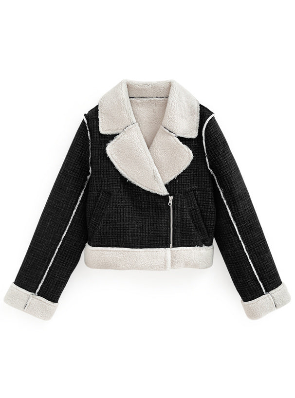 明線粗毛呢外套