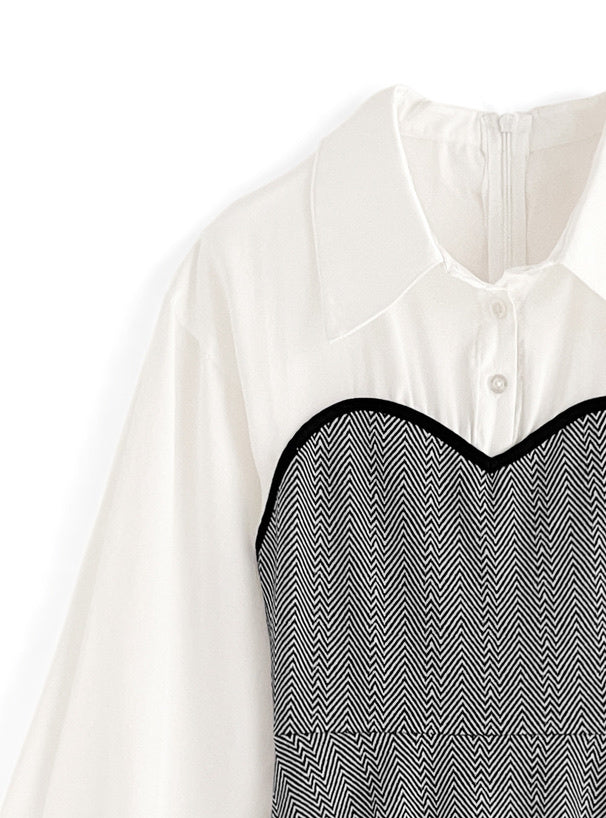 襯衫假兩件連衣裙