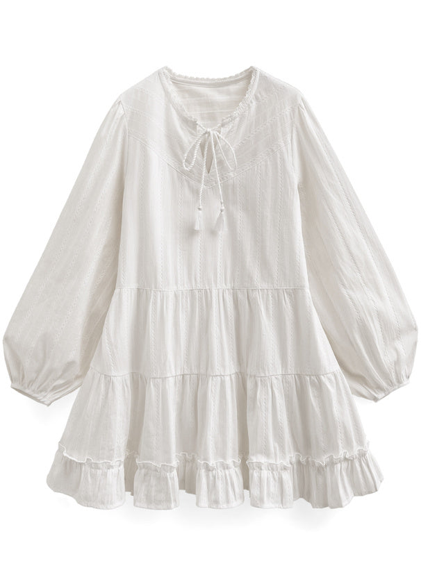 褶邊分層連身裙