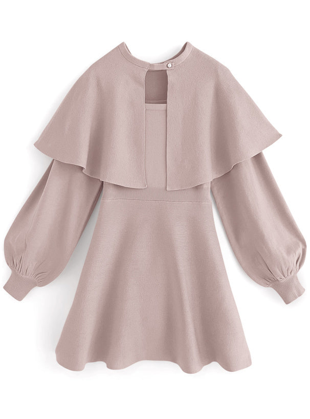 斗篷針織迷你連身裙