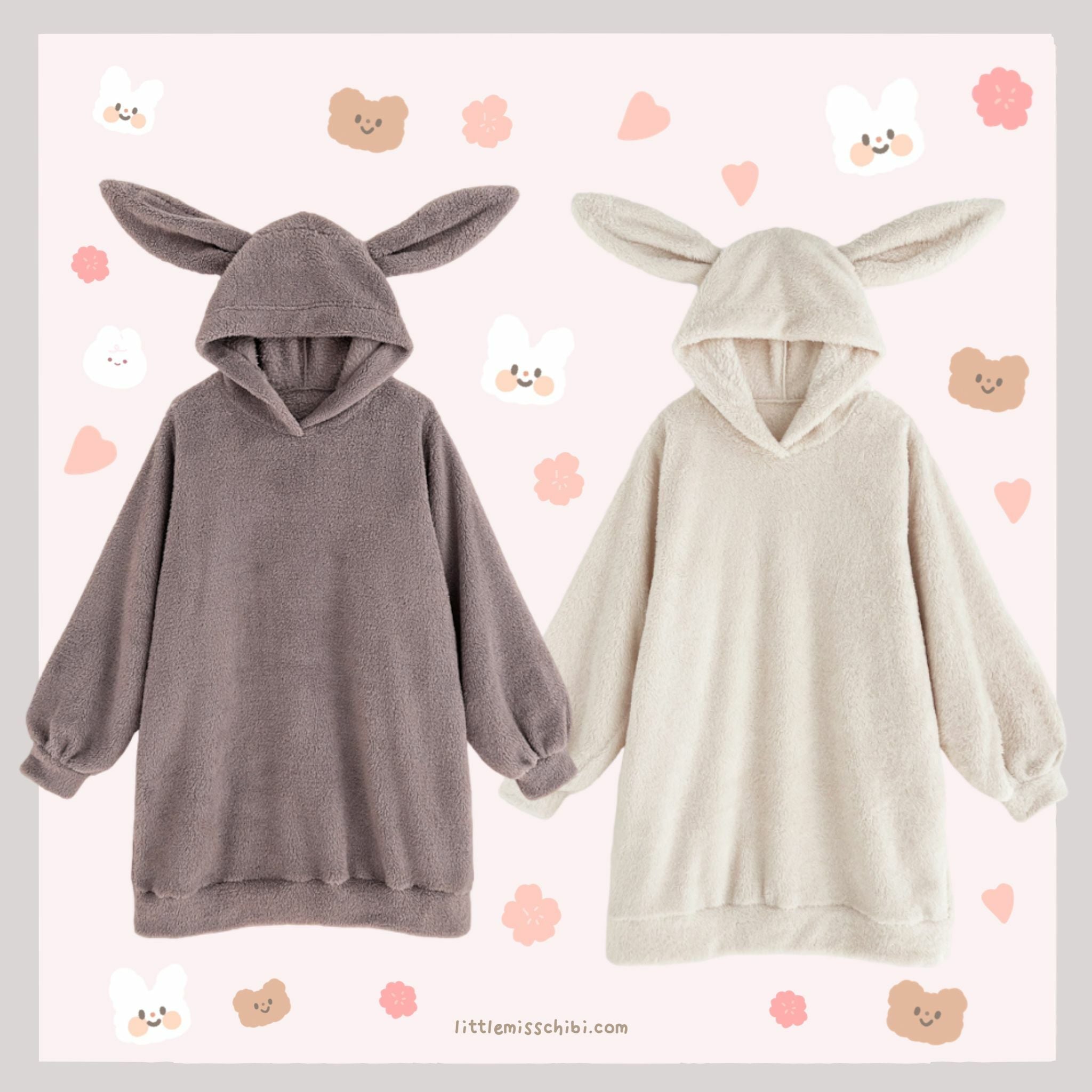 兔耳連帽連身衣