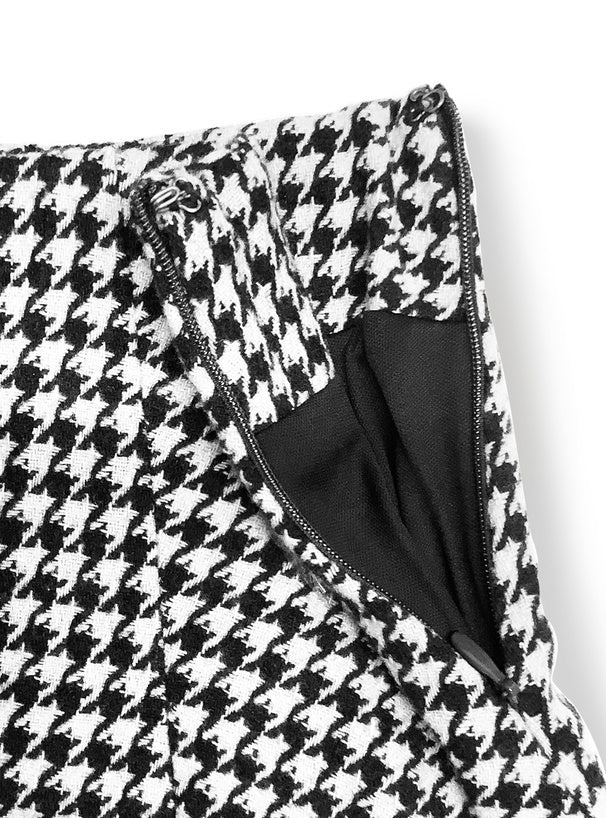 千鳥格紋喇叭半身裙