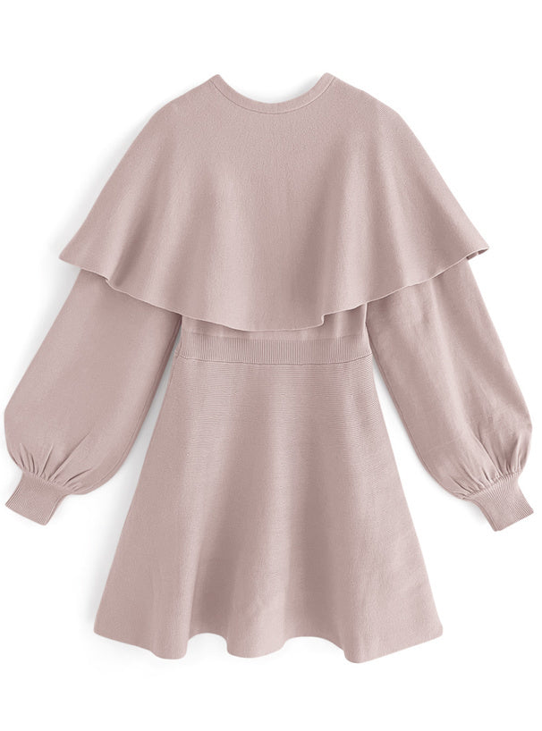 斗篷針織迷你連身裙