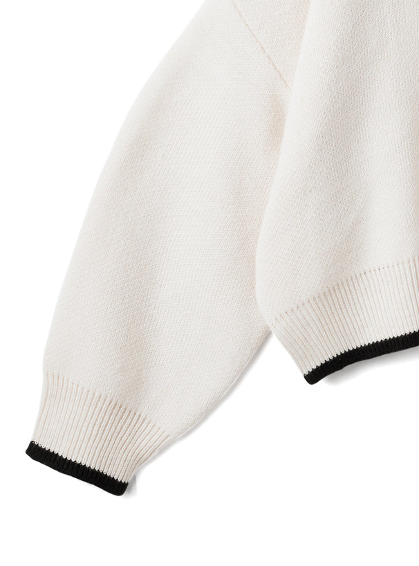 配色明線針織開衫