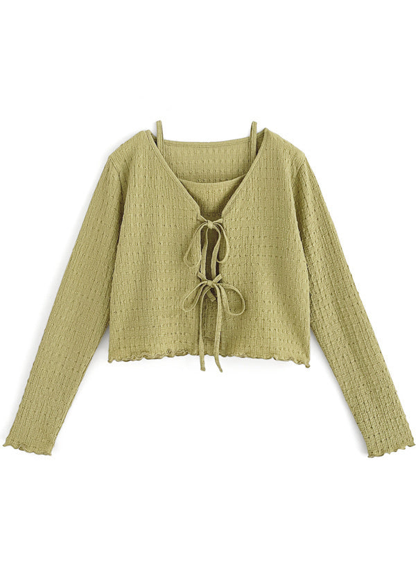 四色入｜蝴蝶結開衫x吊帶