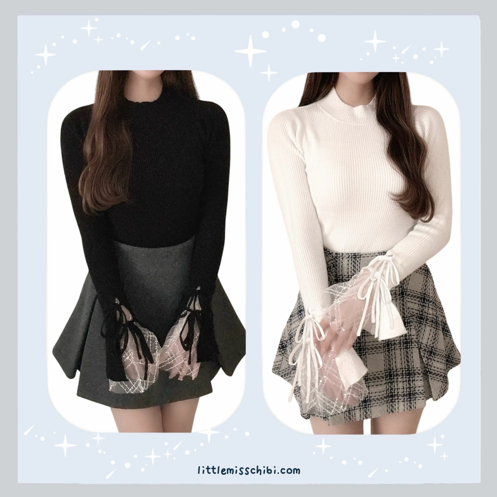 緞帶蕾絲喇叭袖上衣