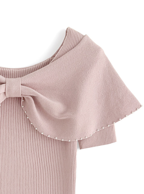 珍珠絲帶針織上衣