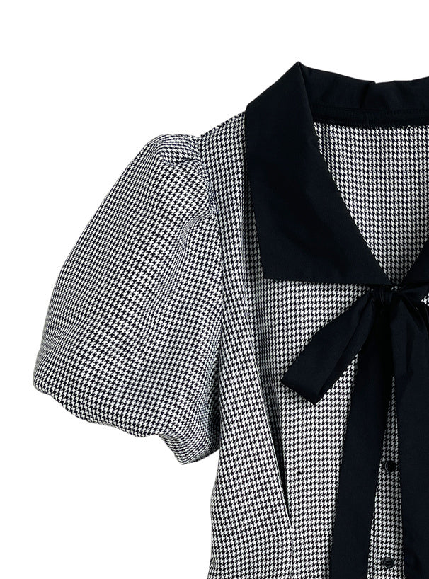 絲帶千鳥格泡泡裙