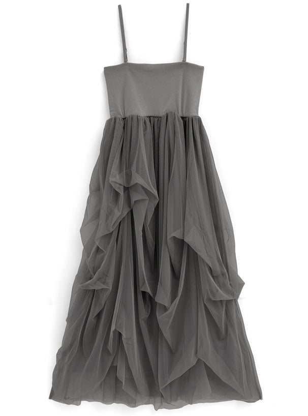 兩著薄紗褶吊帶裙