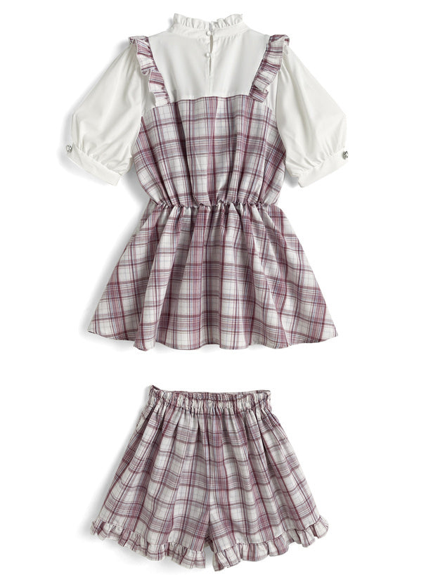 蝴蝶結喇叭裙×短褲套裝