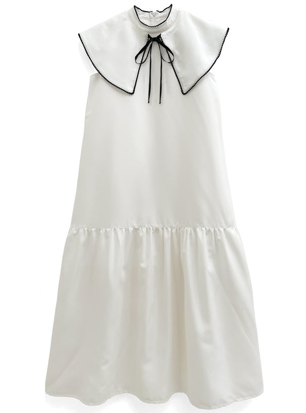 2way配色領背心裙