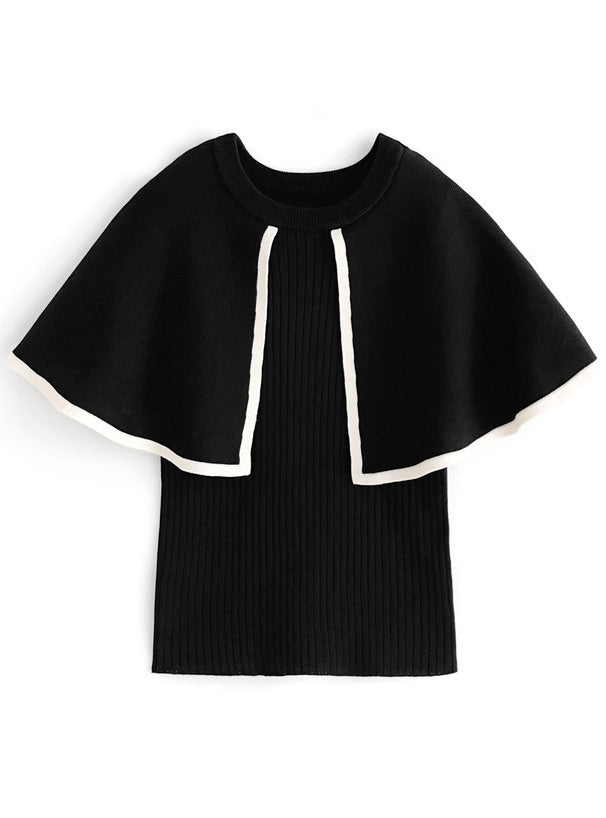 明線斗篷領針織上衣