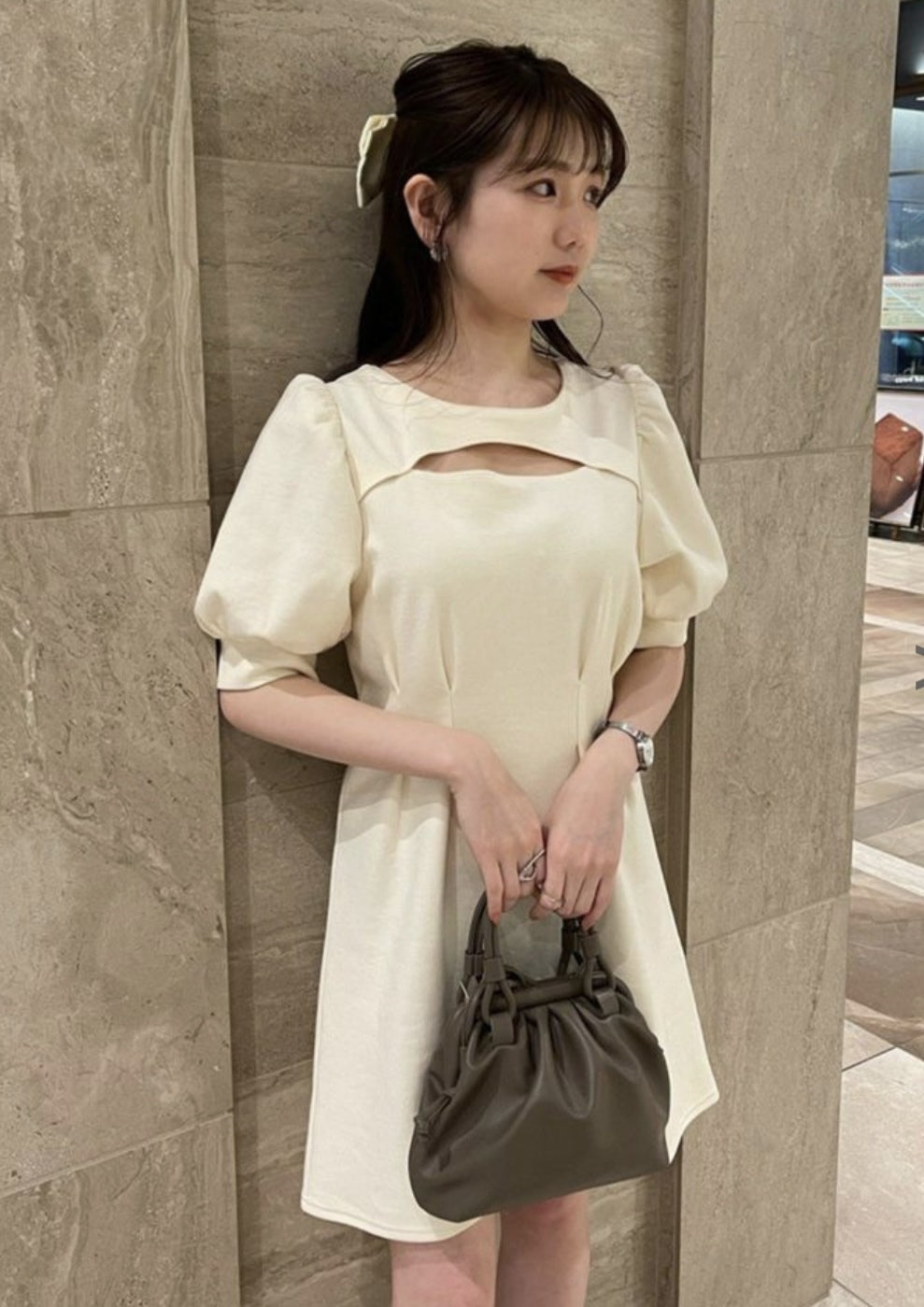 小開胸假兩件連身裙