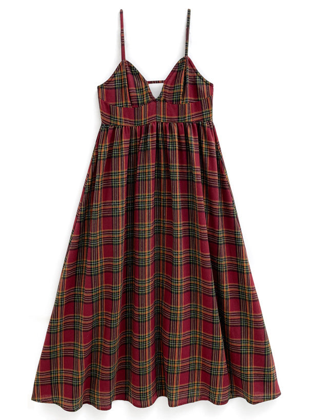 兩色入 | 格紋吊帶喇叭裙