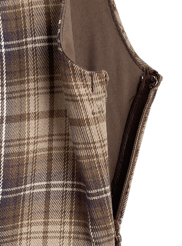 格紋絲帶背心裙