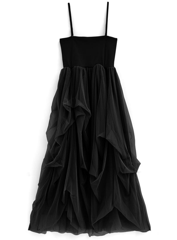 兩著薄紗褶吊帶裙