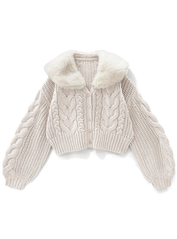 2way毛毛領針織衫