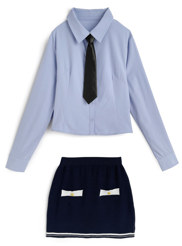 針織背心×緊身裙套裝