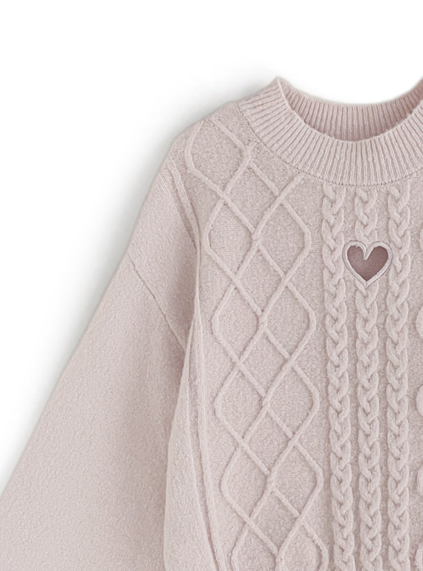 心型開口絞花針織上衣