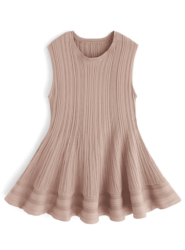 三色入｜喇叭型無袖連身裙