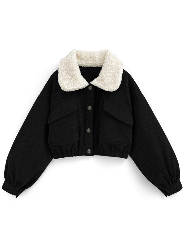 毛毛領大口袋外套