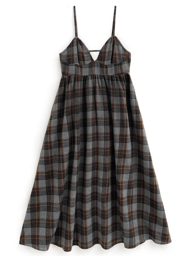 兩色入 | 格紋吊帶喇叭裙
