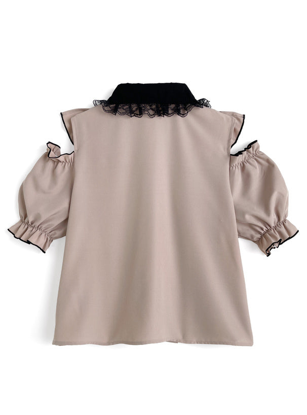 蝴蝶結可拆！露肩荷葉邊上衣